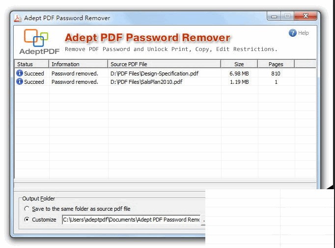 Adept PDF Password Remover